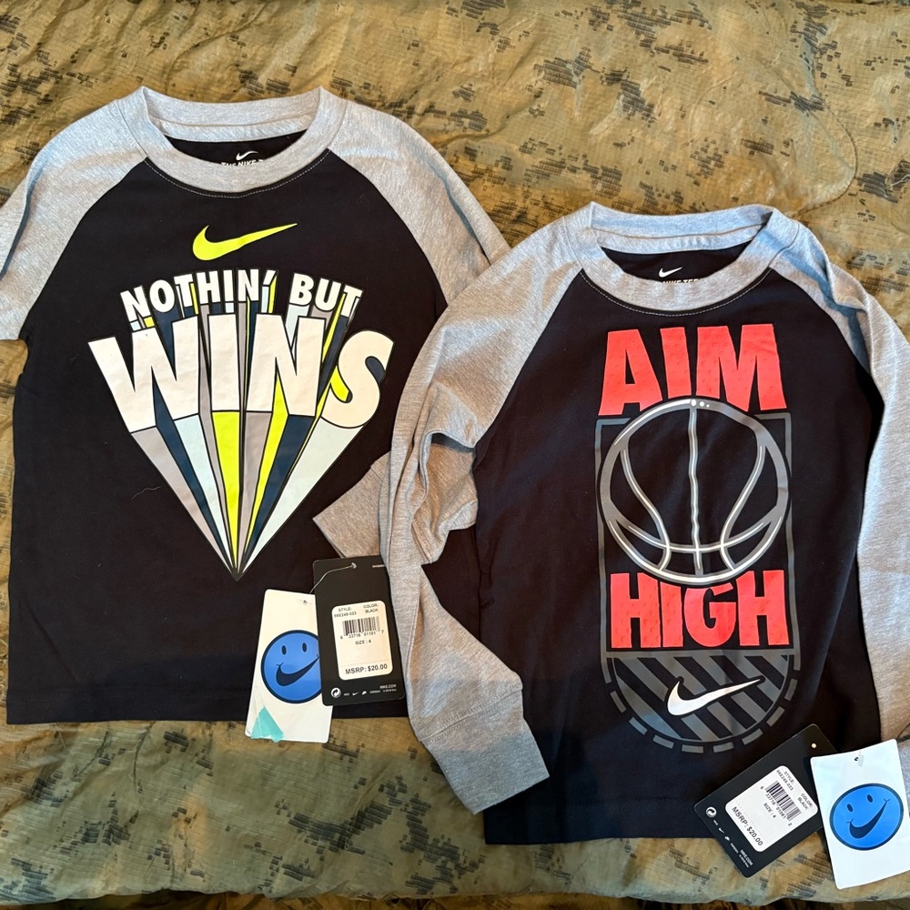 Nike Kids' Long Sleeve Tees - Black and Gray